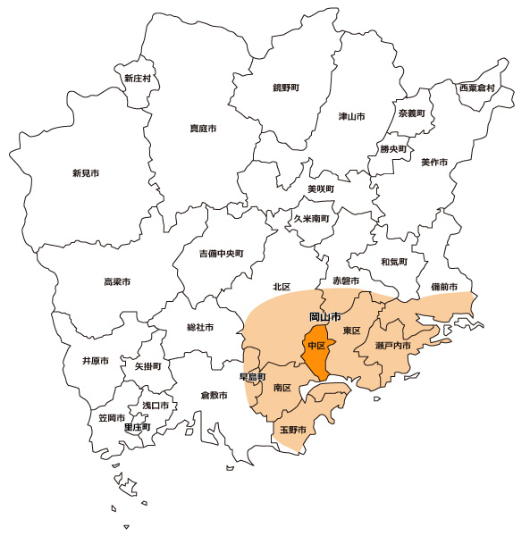 岡山市中区の地図